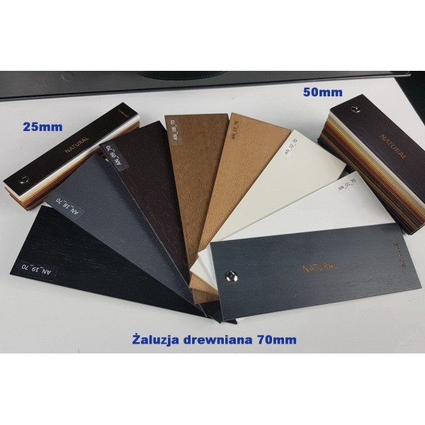 Żaluzja drewniana 70 mm.kol. czarny w  rozm. 120x160 cm