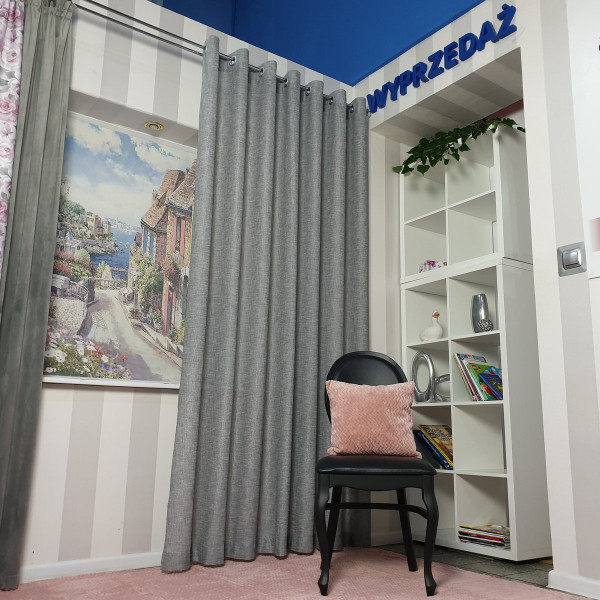 Zasłona na przelotkach szara do salonu w rozm. 240x250 cm
