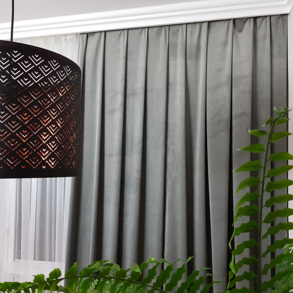 Zasłony welurowe szare szer. 140x270 cm MAG 328