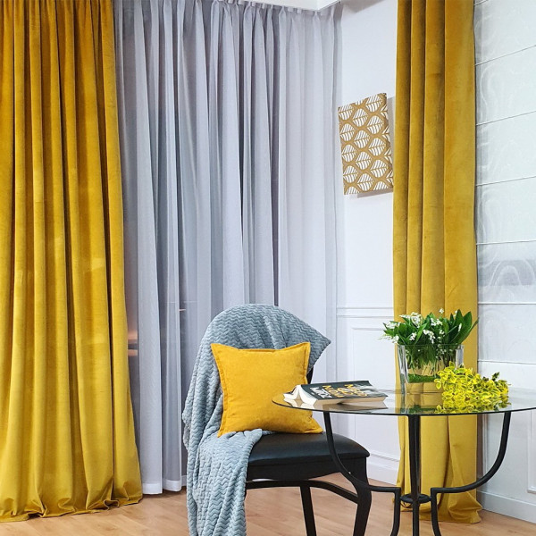 Zasłona na taśmie marszczącej w rozm. 140x250 cm SUNFLOWER01