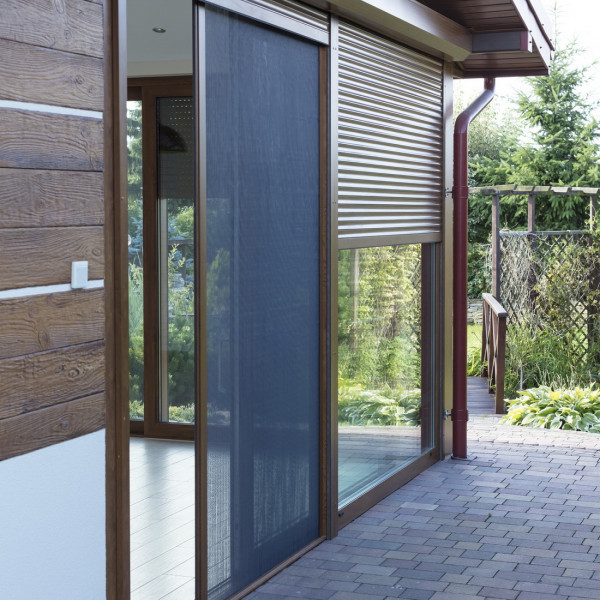 Moskitiera plisowana przesuwna rozm. 180x200 cm kolor orzech okleina